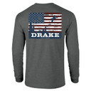 Drake Waterfowl Americana Scenic Long Sleeve T-Shirt Back Image in Graphite Heather