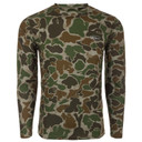 Drake Waterfowl EST Camo Performance Long-Sleeve Crew Image in Old School Green
