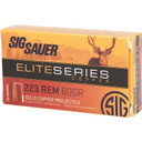 Image of the Sig Sauer 223 Remington 60 Grain Elite Series HT Solid Copper Hollow Point box.