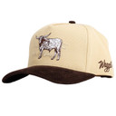 Side image of the Waggle Steer Corduroy Brim Hat in Brown.