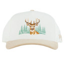 Image of the Waggle Whitetail Corduroy Brim Hat in White.