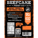 Back image of the Beefcake Jerky Co. Pork Smokehouse Jerky - 2.7 oz.