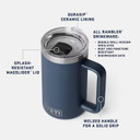 Features Image of the Yeti Rambler 24 oz. Mug with Durasip Ceramic Lining.