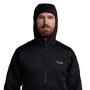 Model Image with Hood Up on the Sitka Solace Hoodie.
