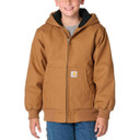 Image of the Carhartt Child Canvas Insulated Active Jac in Brown.