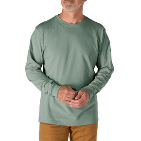 Carhartt Dearborn Loose Fit Heavyweight Long-Sleeve Logo T-Shirt Image in Green Slate