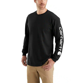 Carhartt Dearborn Loose Fit Heavyweight Long-Sleeve Logo T-Shirt Image in Black