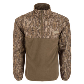 Drake Waterfowl MST 1/4 Zip Refuge Eqwader Jacket Front Image in Mossy Oak Bottomland