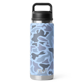 Yeti Rambler 26 oz. Water Bottle with Chug Cap Top Image in Blue Camo