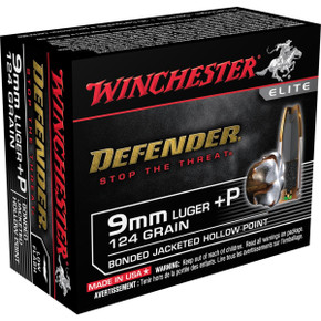 9 MM +P Defender Bonded Jacketed Hollow Point 124 Grain - Box of 20 Rounds