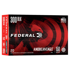 300 Blackout 150 Grain 1900 FPS Full Metal Jacket American Eagle Rifle Ammunition, Box of 20