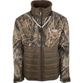 Drake Waterfowl LST Guardian Flex Double Down Eqwader Full Zip Image in Mossy Oak Habitat Drake Waterfowl LST Guardian Flex Double Down Eqwader Full Zip Image in Mossy Oak Habitat