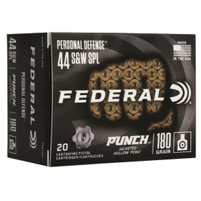 44 Special 180 Grain Jacketed Hollow Point Self Defense Pistol Ammunition, Box of 20
