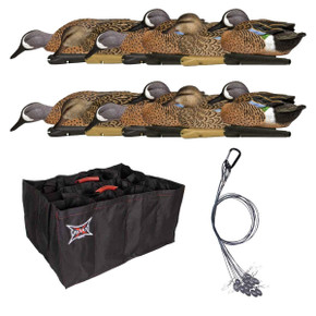 Topflight Floating Blue-Winged Teal Decoys, 12 Pack With Rigs and Decoy Bag