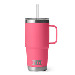 Yeti Rambler 25 oz. Mug with Straw Lid Top Image in Tropical Pink