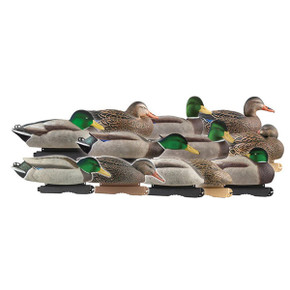 Pro-Grade Mallard Duck Decoys with Flocked Heads - 12 Pack