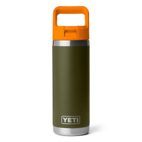 Rambler 18 oz. Water Bottle with Color-Matched Straw Cap Image in Olive/King Crab Orange