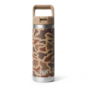Rambler 18 oz. Water Bottle with Color-Matched Straw Cap Image in Wetlands Camo