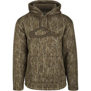Drake LST Silencer Hoodie Image in Mossy Oak Bottomland.