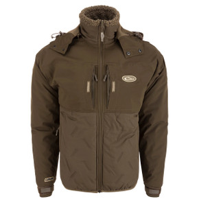 Drake LST Guardian Flex Double Down Eqwader Full Zip Jacket with Hood Image in Green Timber