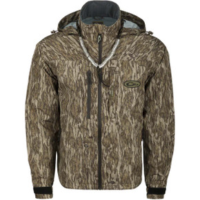 Drake Waterfowl Guardian Elite Pro Ultralight 3-Layer Jacket Image in Mossy Oak Bottomland