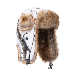 Huntworth Heat Boost Waterproof Trapper Hat in Snow Camo and Brown Image