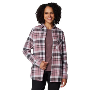 Women's Calico Basin Flannel Long Sleeve Shirt Image in Snowdrift Multiplaid