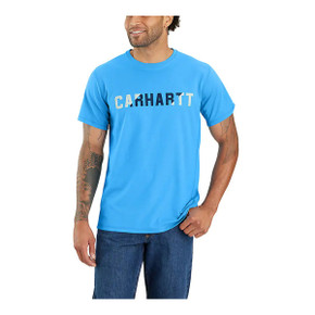 Carhartt Force Relaxed Fit Midweight Short-Sleeve Graphic T-Shirt Image in Azure Blue