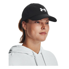 Under Armour Women's Blitzing Adjustable Cap Model Image - Black White
