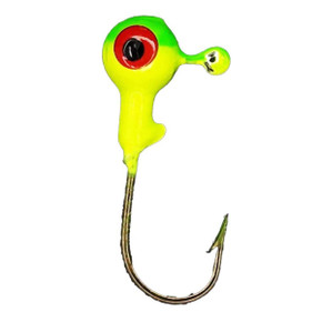 Head Hunter Ball Head Bronze Hook Jig - 100 Pack Image in Chartreuse Flo Green