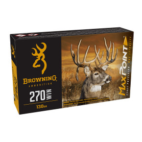 Browning 270 Winchester 130 Grain Max Point Rifle Ammunition, Box of 20 Front Image