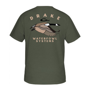Drake Waterfowl Retro Canada Goose Short-Sleeve Tee Back Image in Kalamata Light Heather