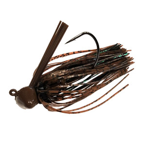 Image of the Chompers Football Skirted Jig in Brown-Green Flash-Davenport Special