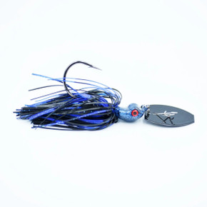Motion Fishing Seeker Bladed Jig Image in Black and Blue