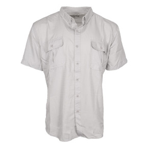 Fast Strike Short Sleeve Gray Ripstop Button-Down Shirt Front Image
