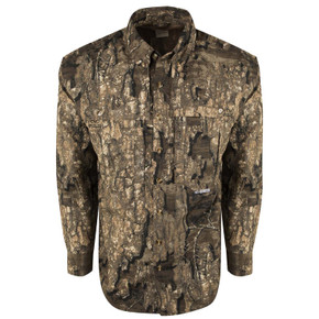 Drake Waterfowl EST Vented Camo Wingshooter's Shirt Front Image in Realtree Timber