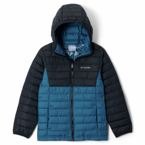 Image of the Columbia Boys' Powder Lite II Hooded Jacket in Phoenix Blue/Black