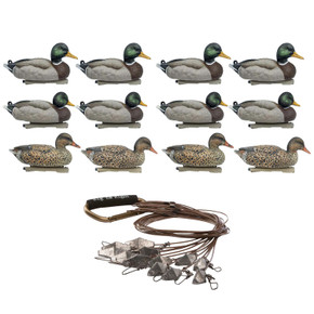 Rig'Em Right Mainline Series Mallard Duck Floating Duck Decoys, 12 Pack with Xtreme Coated Cable Decoy Anchors Image