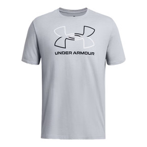 Under Armour Foundation Short Sleeve T-Shirt Front Image in Mod Gray Medium Heather-White