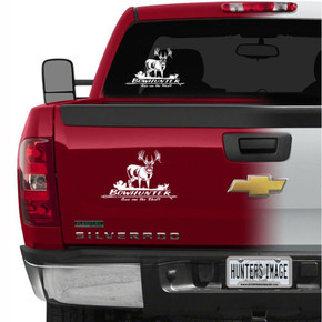 Hunters Image Whitetail Bowhunter Give Em the Shaft Window Decal on Truck Image