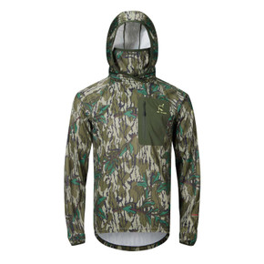 Drake Waterfowl Early Bird Gator Hoodie with Insect Repellent Front Image in Mossy Oak Greenleaf