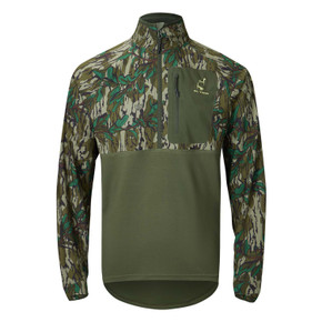 Drake Waterfowl Eqwader Half Zip Pullover with Spider Web Technology Front Image in Mossy Oak Greeneleaf