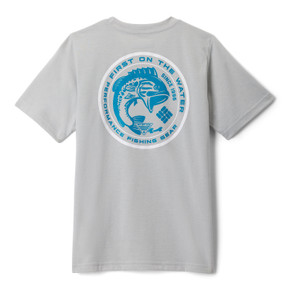 Columbia Youth PFG Short-Sleeve Seasonal Graphic Tee Back Image in Cool Grey-PFG Circle Bass