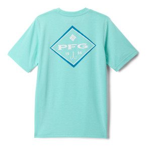 Columbia Youth PFG Short-Sleeve Seasonal Graphic Tee Back Image in Gulf Stream-PFG Diamond Bit Gem