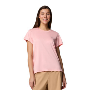 Columbia Women's BlueVista Hill Short-Sleeve Crew Image in Pink Sand Heather