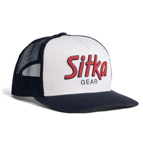 Sitka 90s Script Hi Pro Trucker Hat Front Image in Eclipse