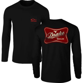 Drake Waterfowl The Drake Life Long Sleeve T-Shirt Back Image in Black