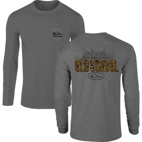 Drake Waterfowl Old School Original Long Sleeve T-Shirt Image in Graphite Heather