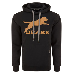 Drake Waterfowl Leaping Lab Graphic Hoodie Front Image in Black
