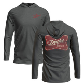 Image of the Drake Waterfowl Drake Life Graphic Long Sleeve Hoodie T-Shirt in Graphite Heather